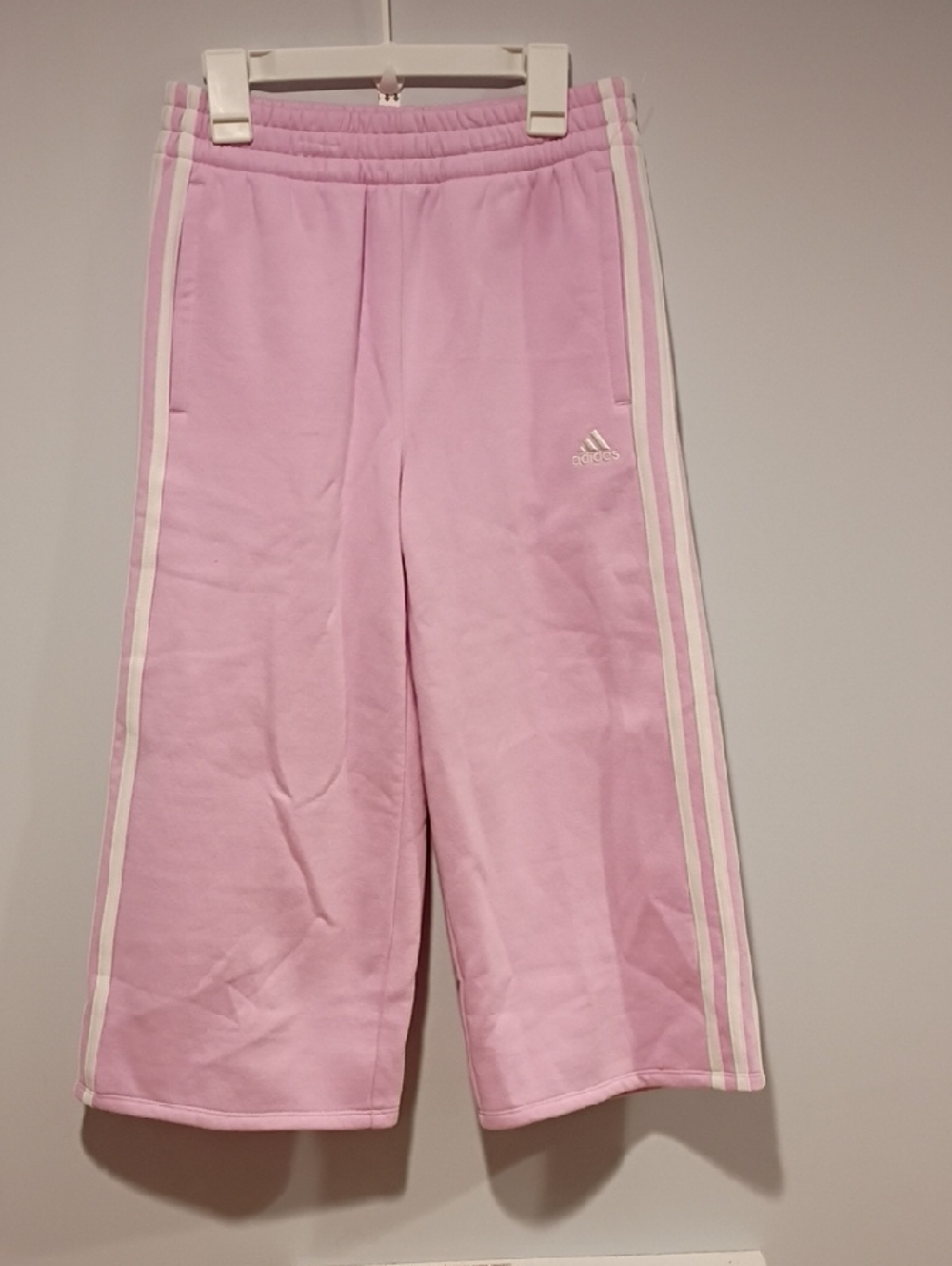 adidas Light Pink Track Pants with White Three-Stripes